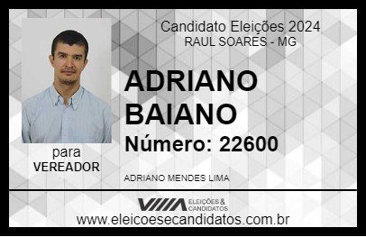 Candidato ADRIANO BAIANO 2024 - RAUL SOARES - Eleições