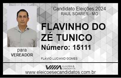 Candidato FLAVINHO DO ZÉ TUNICO 2024 - RAUL SOARES - Eleições