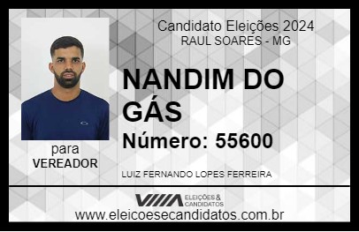 Candidato NANDIM DO GÁS 2024 - RAUL SOARES - Eleições