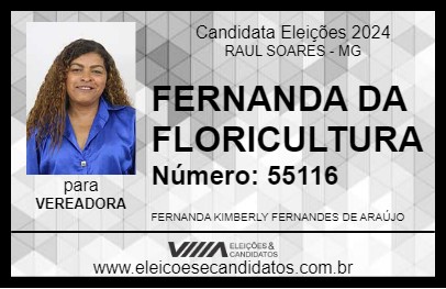 Candidato FERNANDA DA FLORICULTURA 2024 - RAUL SOARES - Eleições