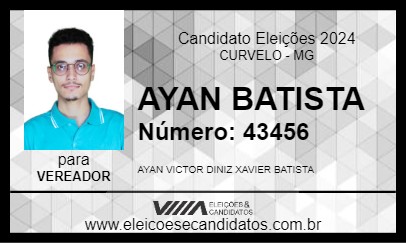 Candidato AYAN BATISTA 2024 - CURVELO - Eleições