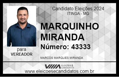 Candidato MARQUINHO MIRANDA 2024 - ITINGA - Eleições