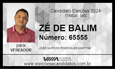 Candidato ZÉ DE BALIM 2024 - ITINGA - Eleições