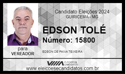 Candidato EDSON TOLÉ 2024 - GUIRICEMA - Eleições