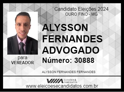 Candidato ALYSSON FERNANDES ADVOGADO 2024 - OURO FINO - Eleições