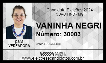 Candidato VANINHA NEGRI 2024 - OURO FINO - Eleições