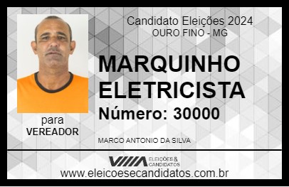 Candidato MARQUINHO ELETRICISTA 2024 - OURO FINO - Eleições