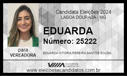 Candidato EDUARDA 2024 - LAGOA DOURADA - Eleições