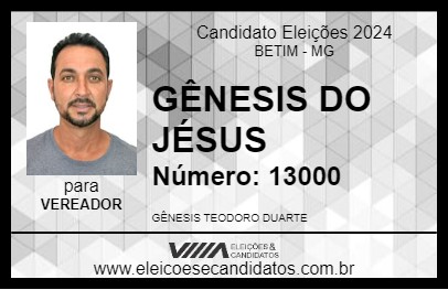 Candidato GÊNESIS DO JÉSUS 2024 - BETIM - Eleições