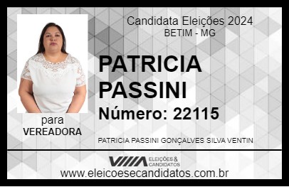 Candidato PATRICIA PASSINI 2024 - BETIM - Eleições