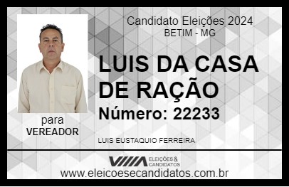 Candidato LUIS DA CASA DE RAÇÃO 2024 - BETIM - Eleições