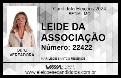 Candidato LEIDE DA ASSOCIAÇÃO 2024 - BETIM - Eleições