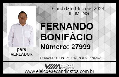 Candidato FERNANDO BONIFÁCIO 2024 - BETIM - Eleições