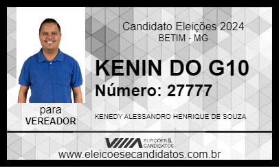 Candidato KENIN DO G10 2024 - BETIM - Eleições