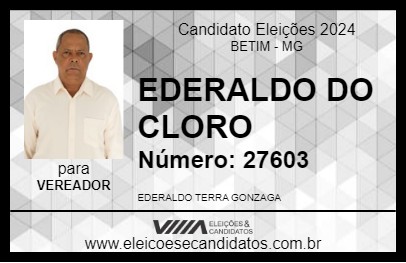 Candidato EDERALDO DO CLORO 2024 - BETIM - Eleições