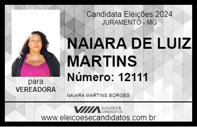 Candidato NAIARA DE LUIZ MARTINS 2024 - JURAMENTO - Eleições