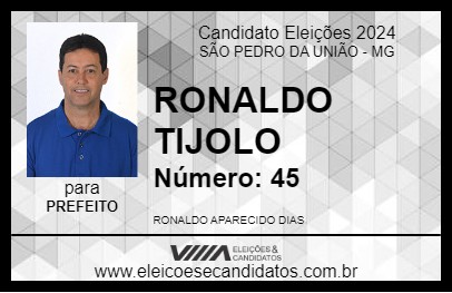 Candidato RONALDO TIJOLO 2024 - SÃO PEDRO DA UNIÃO - Eleições