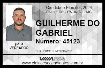 Candidato GUILHERME DO GABRIEL 2024 - SÃO PEDRO DA UNIÃO - Eleições