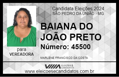 Candidato BAIANA DO JOÃO PRETO 2024 - SÃO PEDRO DA UNIÃO - Eleições