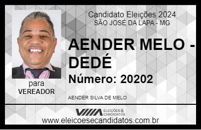 Candidato AENDER MELO - DEDÉ 2024 - SÃO JOSÉ DA LAPA - Eleições