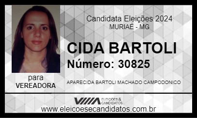 Candidato CIDA BARTOLI 2024 - MURIAÉ - Eleições