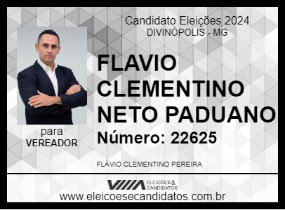 Candidato FLAVIO CLEMENTINO NETO PADUANO 2024 - DIVINÓPOLIS - Eleições