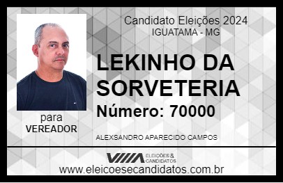 Candidato LEKINHO DA SORVETERIA 2024 - IGUATAMA - Eleições