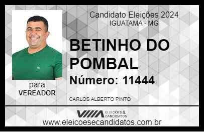 Candidato BETINHO DO POMBAL 2024 - IGUATAMA - Eleições