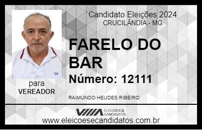 Candidato FARELO DO BAR 2024 - CRUCILÂNDIA - Eleições