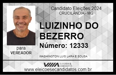 Candidato LUIZINHO DO BEZERRO 2024 - CRUCILÂNDIA - Eleições