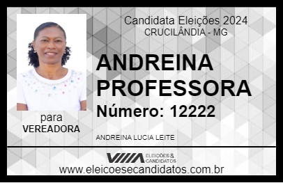 Candidato ANDREINA PROFESSORA 2024 - CRUCILÂNDIA - Eleições