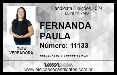 Candidato FERNANDA PAULA 2024 - BONFIM - Eleições