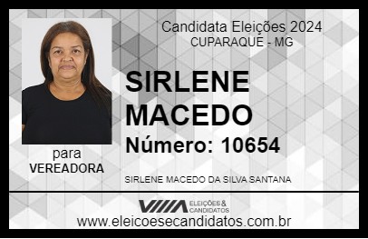 Candidato SIRLENE MACEDO 2024 - CUPARAQUE - Eleições