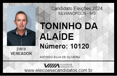 Candidato TONINHO DA ALAÍDE 2024 - SILVIANÓPOLIS - Eleições