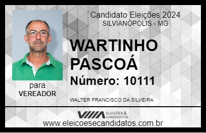 Candidato WARTINHO PASCOÁ 2024 - SILVIANÓPOLIS - Eleições