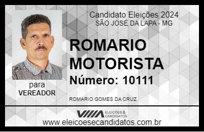 Candidato ROMARIO MOTORISTA 2024 - SÃO JOSÉ DA LAPA - Eleições