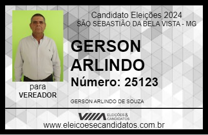 Candidato GERSON ARLINDO 2024 - SÃO SEBASTIÃO DA BELA VISTA - Eleições