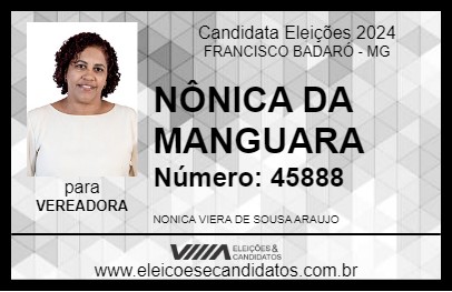 Candidato NÔNICA DA MANGUARA 2024 - FRANCISCO BADARÓ - Eleições