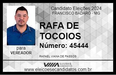 Candidato RAFA DE TOCOIOS 2024 - FRANCISCO BADARÓ - Eleições