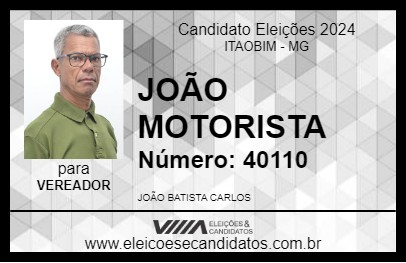 Candidato JOÃO MOTORISTA 2024 - ITAOBIM - Eleições