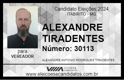 Candidato ALEXANDRE TIRADENTES 2024 - ITABIRITO - Eleições