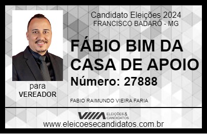 Candidato FÁBIO BIM DA CASA DE APOIO 2024 - FRANCISCO BADARÓ - Eleições