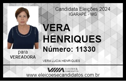 Candidato VERA HENRIQUES 2024 - IGARAPÉ - Eleições