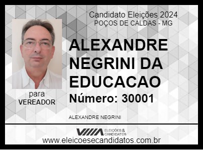 Candidato ALEXANDRE NEGRINI DA EDUCACAO 2024 - POÇOS DE CALDAS - Eleições