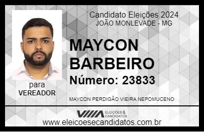 Candidato MAYCON BARBEIRO 2024 - JOÃO MONLEVADE - Eleições