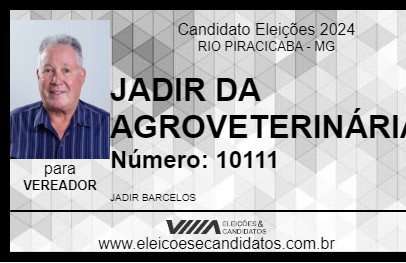 Candidato JADIR DA AGROVETERINÁRIA 2024 - RIO PIRACICABA - Eleições