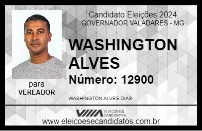 Candidato WASHINGTON ALVES 2024 - GOVERNADOR VALADARES - Eleições