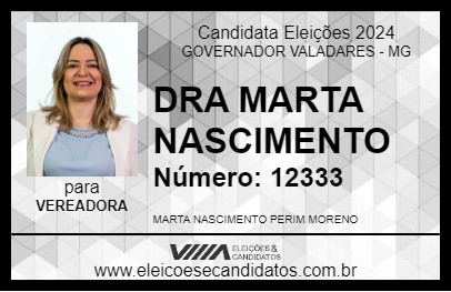 Candidato DRA MARTA NASCIMENTO 2024 - GOVERNADOR VALADARES - Eleições