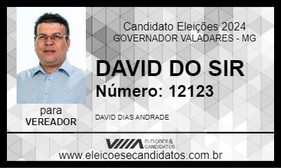 Candidato DAVID DO SIR 2024 - GOVERNADOR VALADARES - Eleições