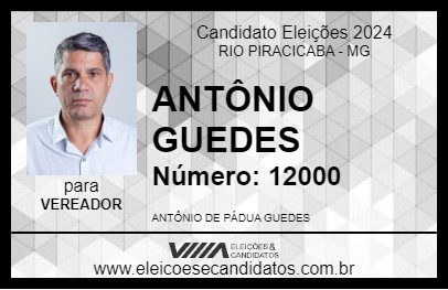 Candidato ANTÔNIO GUEDES 2024 - RIO PIRACICABA - Eleições